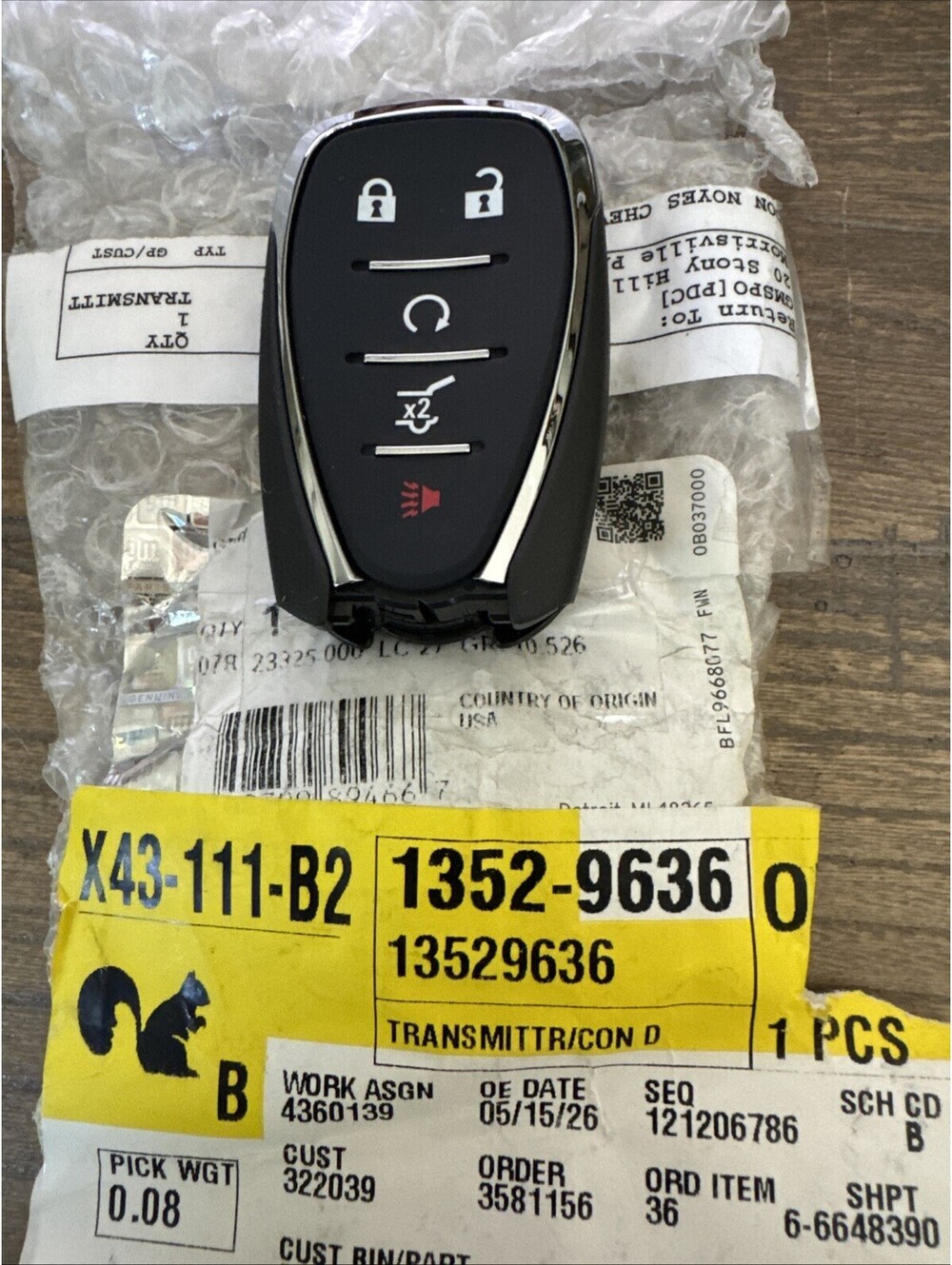2018-2021 Chevrolet Keyless Remote Entry Key Fob Transmitter 13529636 OEM